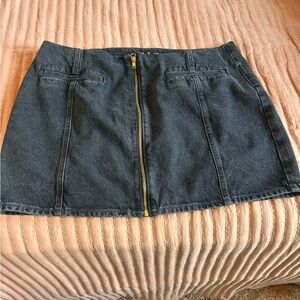 Old Navy Dark Denim Mini Skirt with Gold Zipper